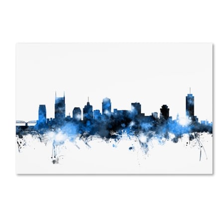 Michael Tompsett 'Nashville Tennessee Skyline White' Canvas Art,16x24